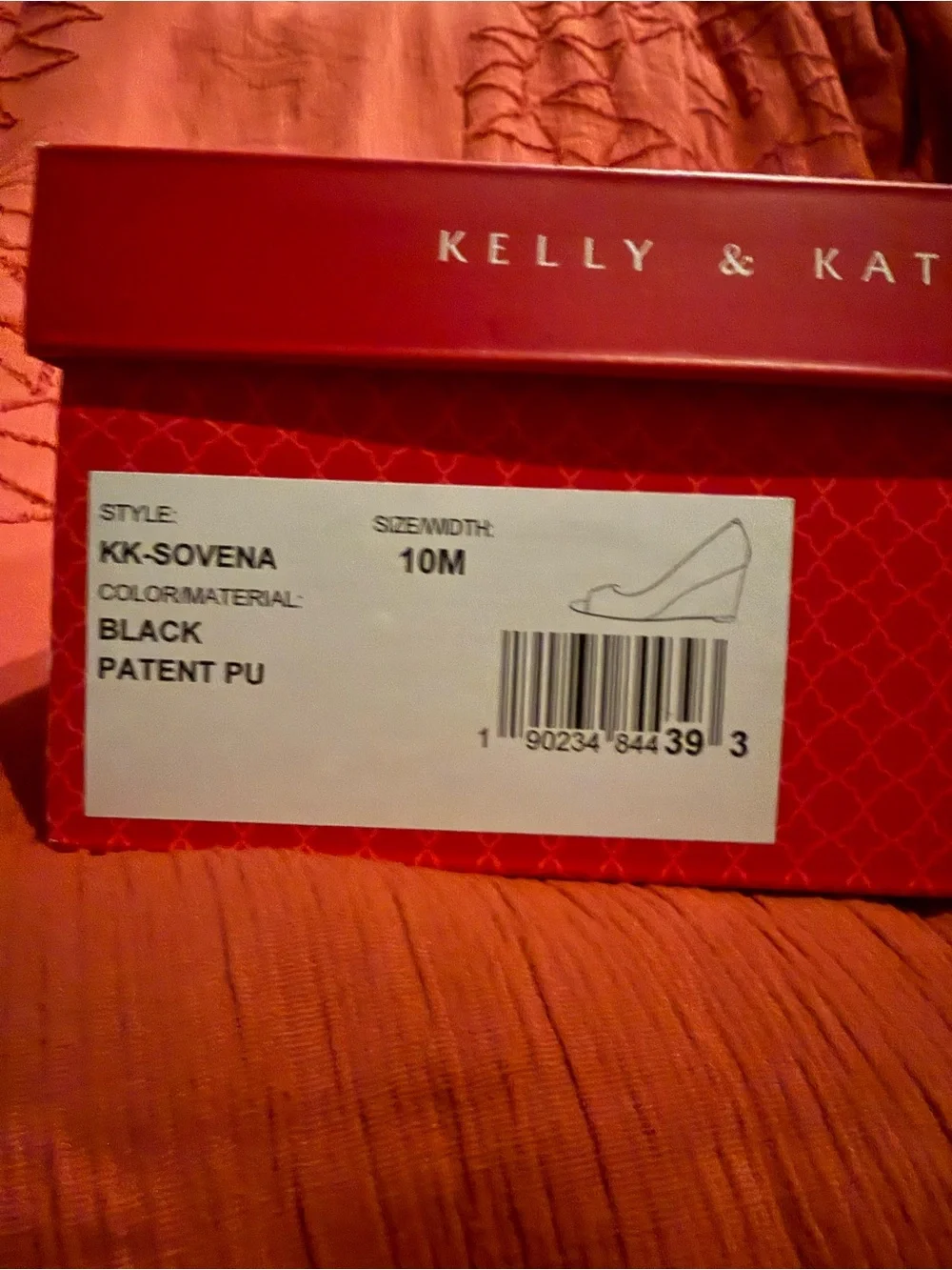 Kelly & Katie Black Patent Peep-Toe Wedge Pumps